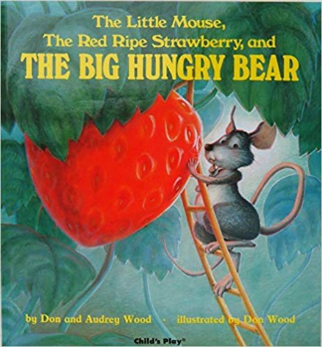 The little mouse with the red riped strawberry